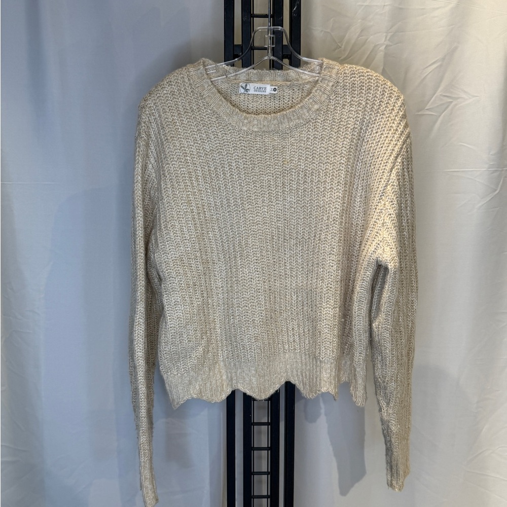 Carve‎ Designs Cream Knit Crew Neck Sweater